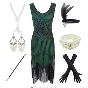 Roaring Twenties Dress and Accessories